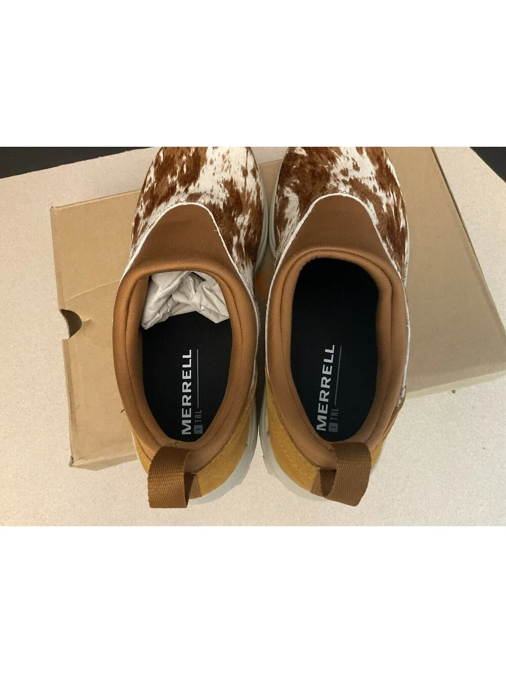 NEW! MENS MERRELL WINTER MOC 3 CH SPICE SLIP ON CALF HAIR SHOES. SIZE 9.5. NICE!